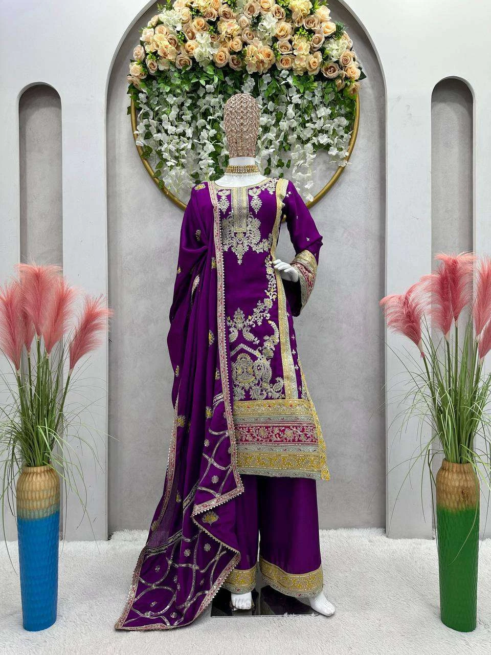 Vardan Ethnic Qrc 260 Chinon Silk Wholesale Pakistani Party Wear Salwar Suit